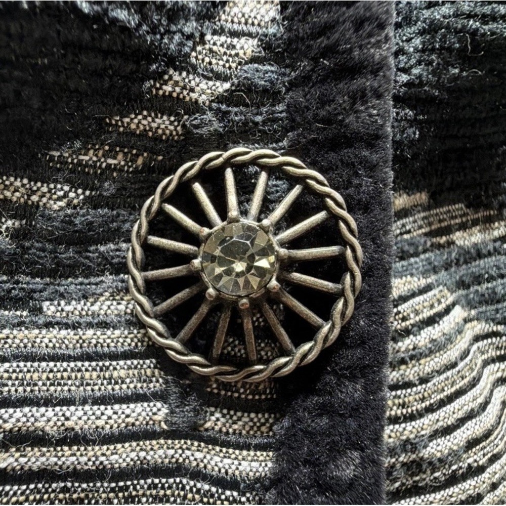 Khangura 90's Womens Tapestry Jacket Black, Gray, White Geometric Design. Sz. L - Picture 3 of 10